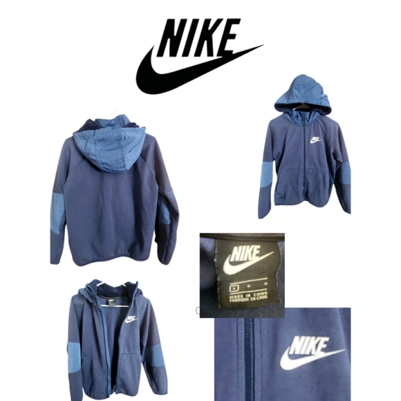 NIKE BOY BLUE HOODED JACKET SIZE L - Picture 1 of 6